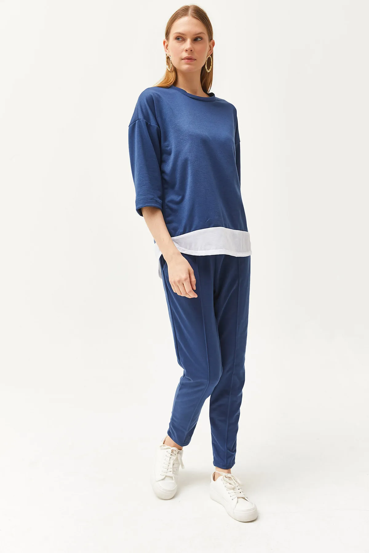 Olalook  Indigo-garniertes Oberteil- und Unterteil-Set für Damen TKM-19000274