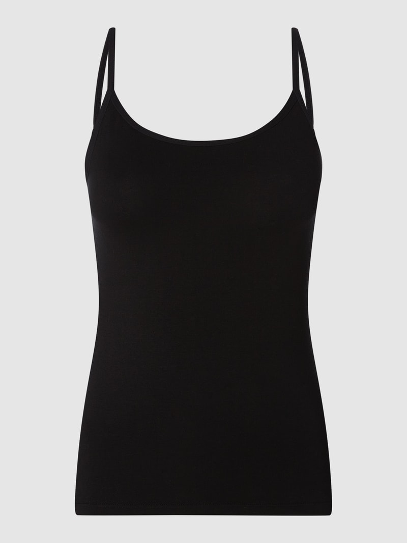 Slim Fit Top mit Modal-Anteil in schwarz