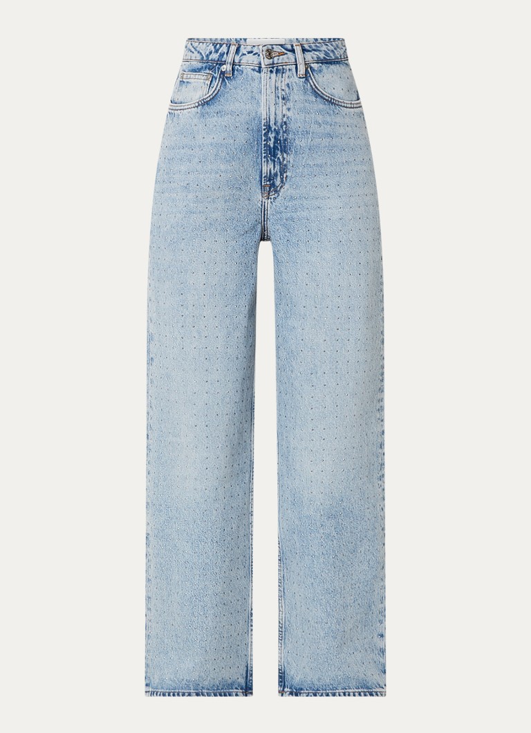 SAMSØE SAMSØE  Sashelly high waist wide leg jeans van biologisch katoen met  studs