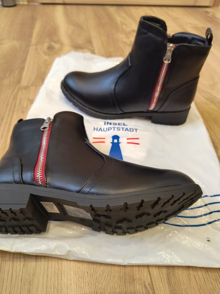 Inselhauptstadt Nappa Look Stiefelette Mit Kontrast-paspel, Easy Entry Zipper Klassische... günstig kaufen 39