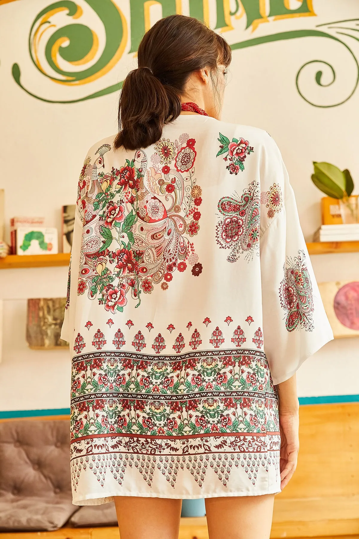 Olalook  Ecrufarbener Damenrock Watery Kimono KMN-00000016