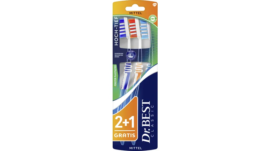 Dr.BEST Classic Hoch-Tief mittel 2+1 Zahnbürste