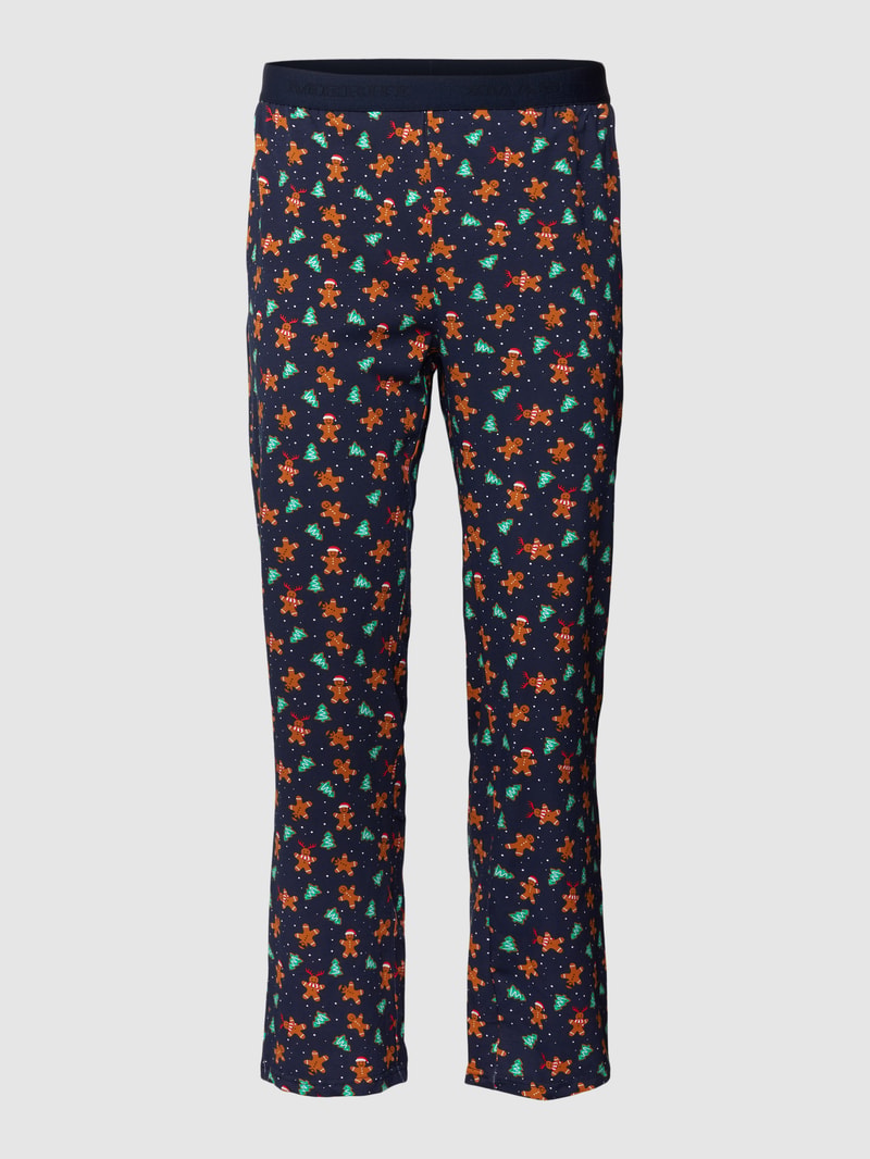 Pyjama-Hose mit Allover-Muster in mittelbraun