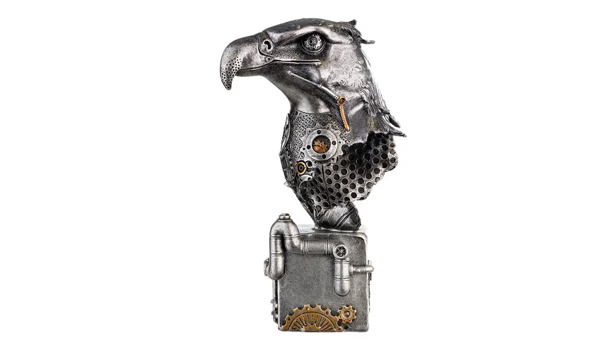 GILDE Poly Skulptur Steampunk Eagle H=26cm silber