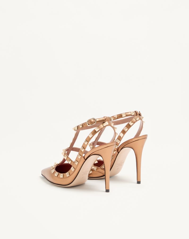 Rockstud Décolleté i 100 mm lamineret nappa
