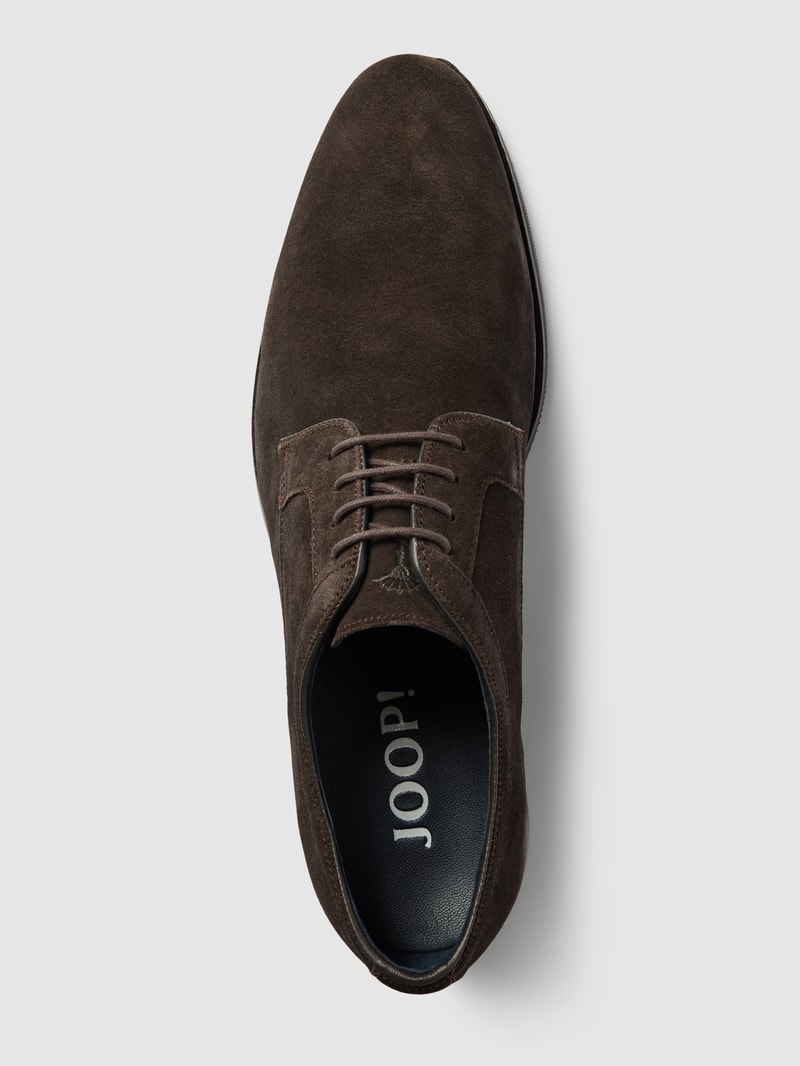 Schnürschuhe aus Veloursleder in dunkelbraun