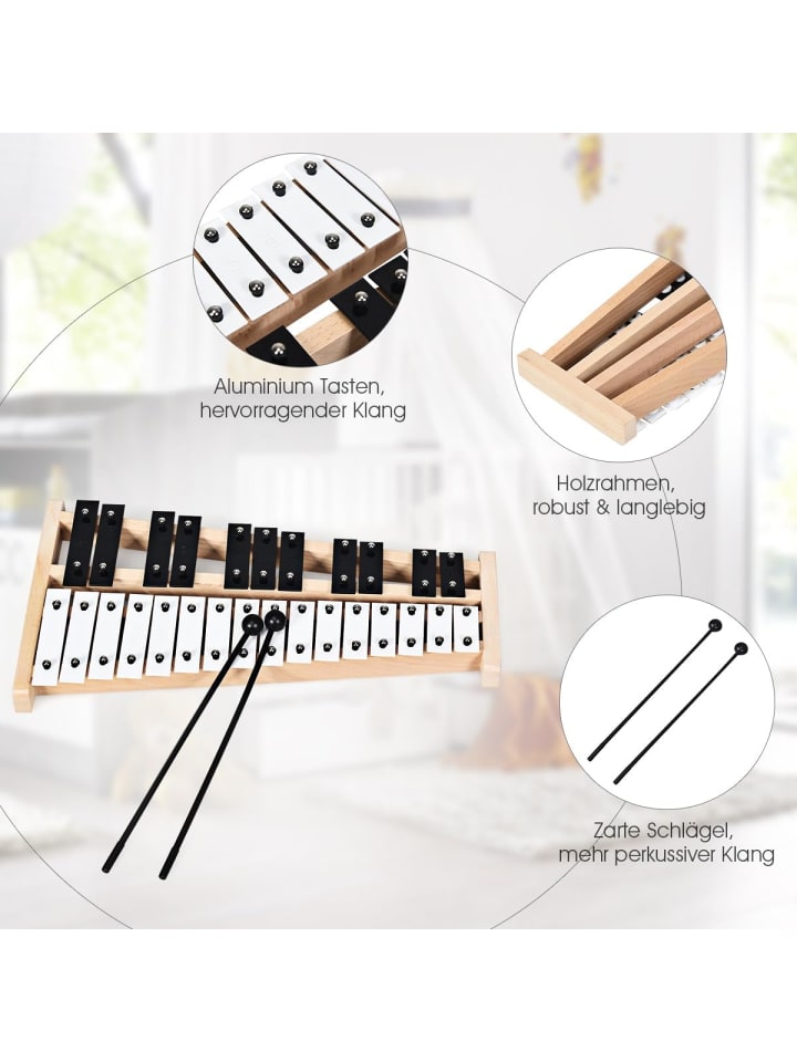 COSTWAY Xylophon 27 Noten Glockenspiel in Schwarz günstig kaufen onesize