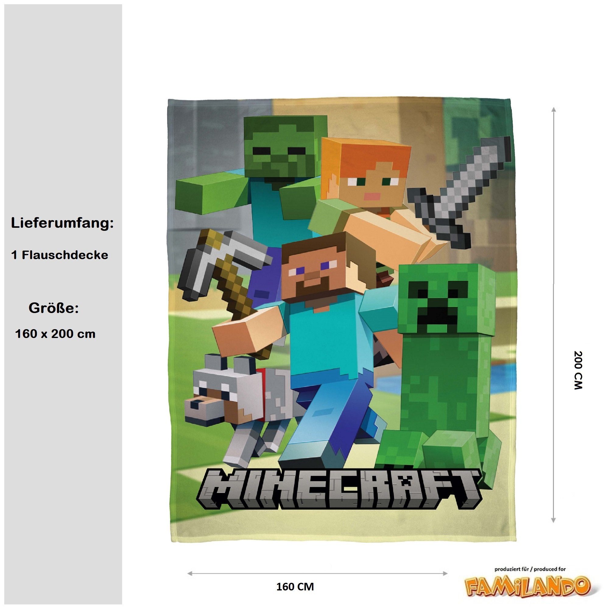 Kinderdecke Super flauschige Minecraft Kuscheldecke 