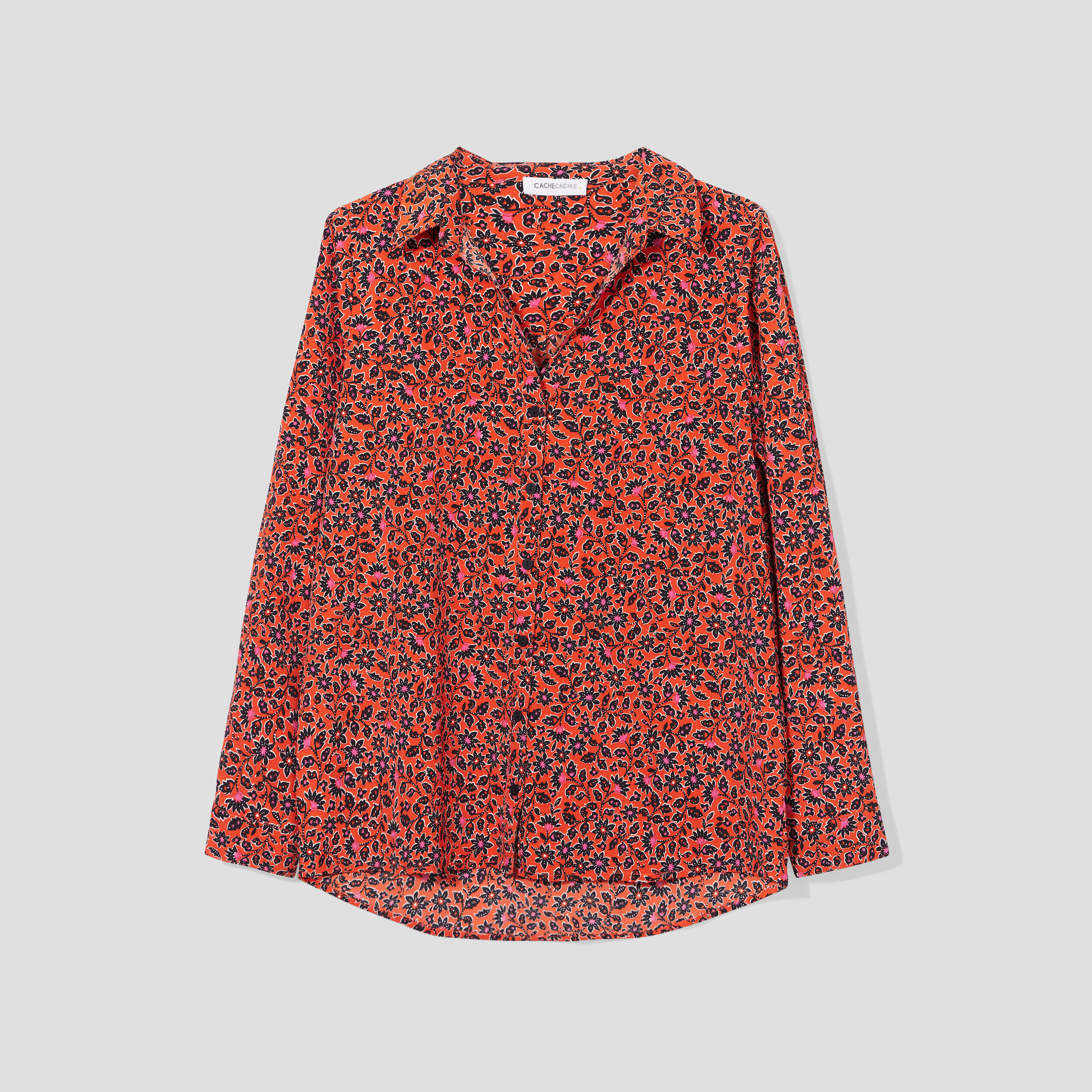 Chemise à manches longues orange femme | Cache Cache
