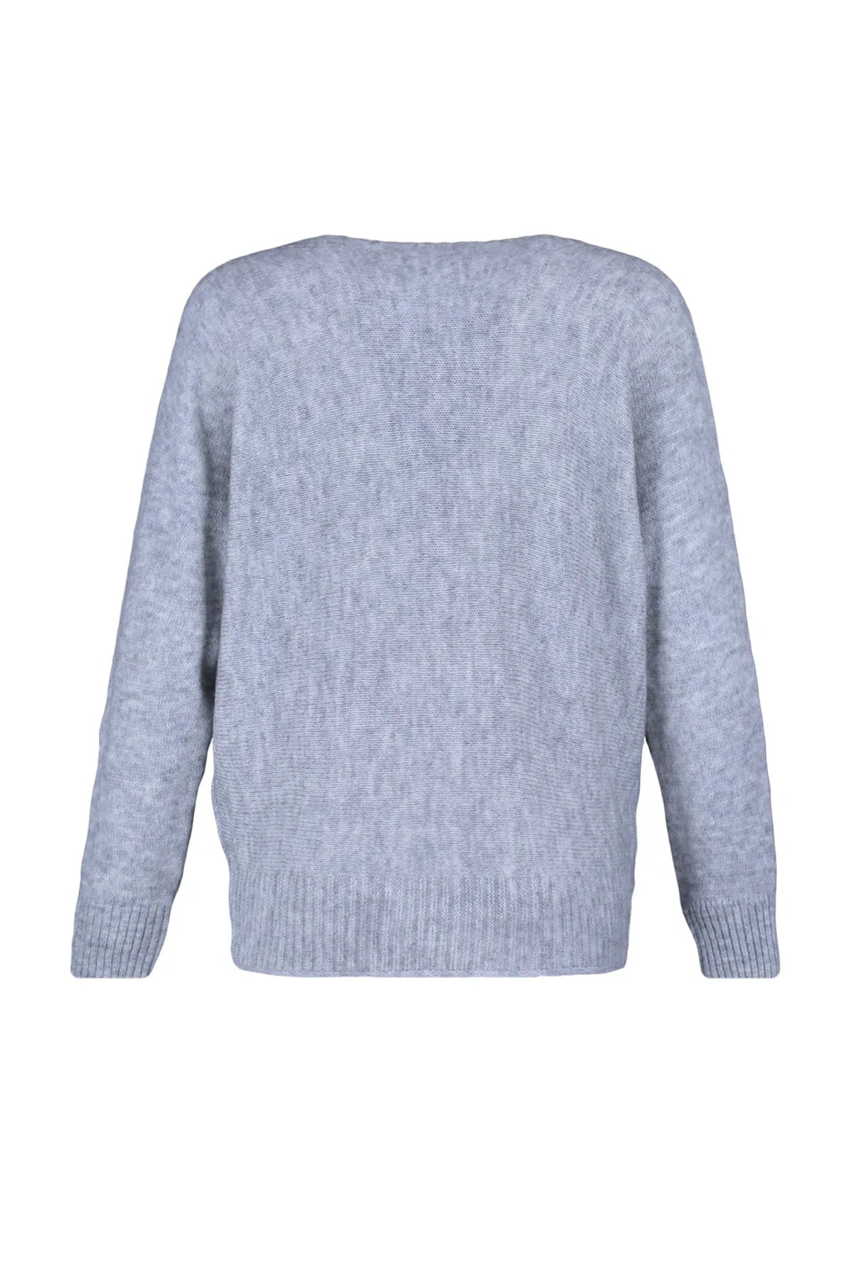 Trendyol Collection  Grauer gerippter Oversize-Strickpullover aus Wolle TWOAW23KZ01614