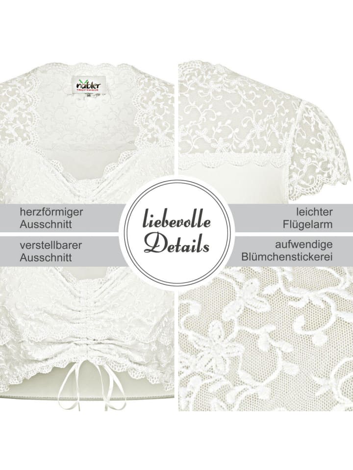 Nübler Dirndlbluse Kurzarm Lisa in Creme günstig kaufen