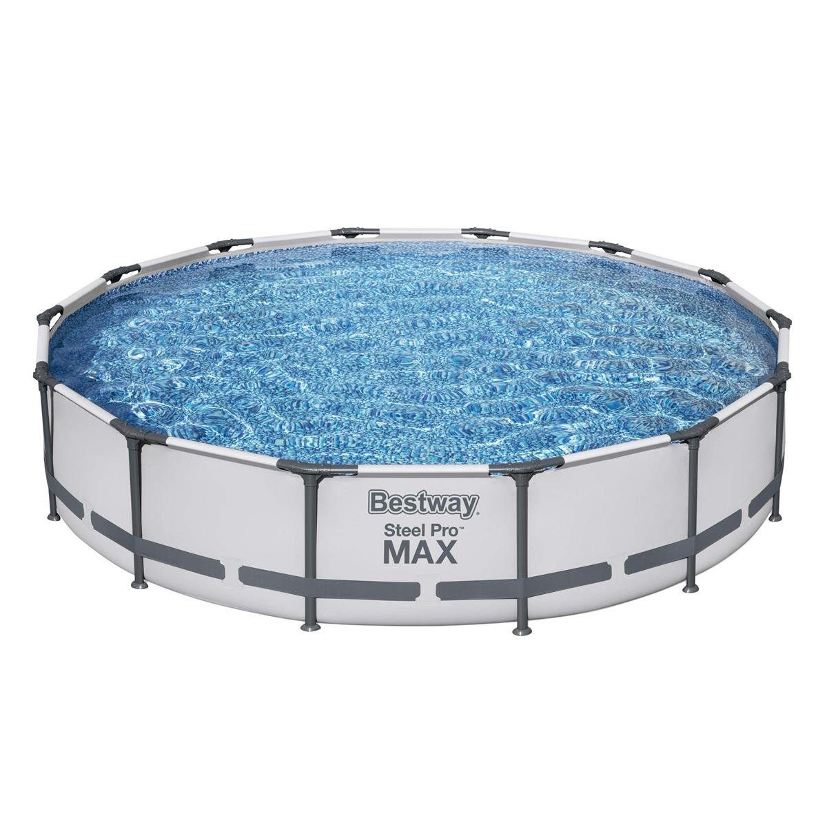 Bestway Framepool Steel ProMAX Pool Komplettset Rund Aufstellpool 305x76cm Planschbecken (Gartenpool ohne Pumpe Set, Gross, Aufstellbecken, Familienpool, Kinderpool), Schwimmbecken für Garten, Stahlrahmen, Kinder & Erwachsene