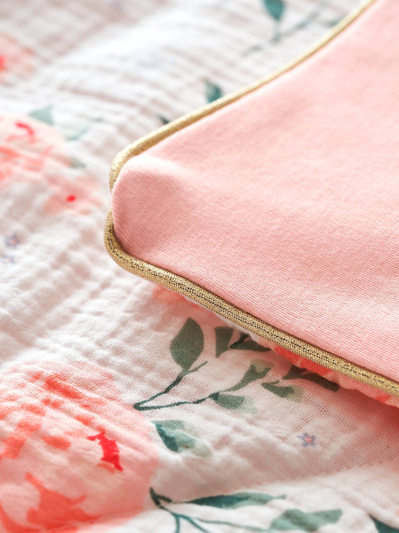 Vertbaudet Baby Spieldecke/ Laufstalleinlage ROSENTRAUM, wendbar Oeko Tex - weiß/rosa bedruckt