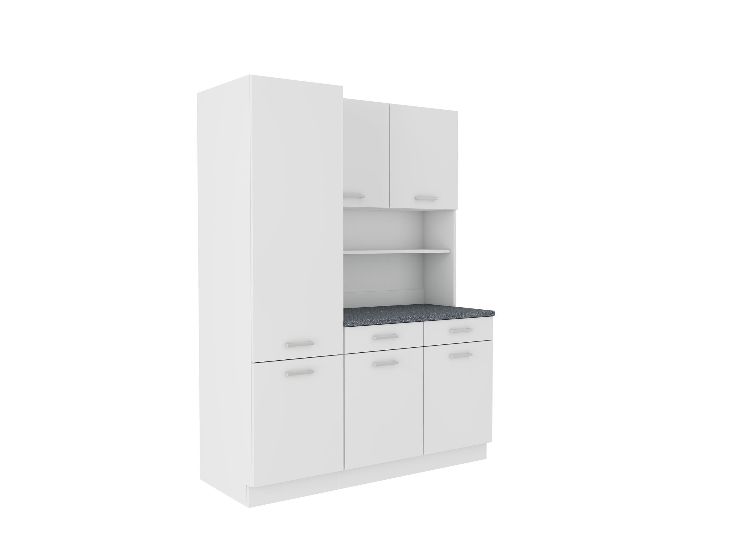Küchen-Preisbombe Küchenbuffet Mario 150 cm Küche Küchenzeile Küchenblock Einbauküche Weiss matt