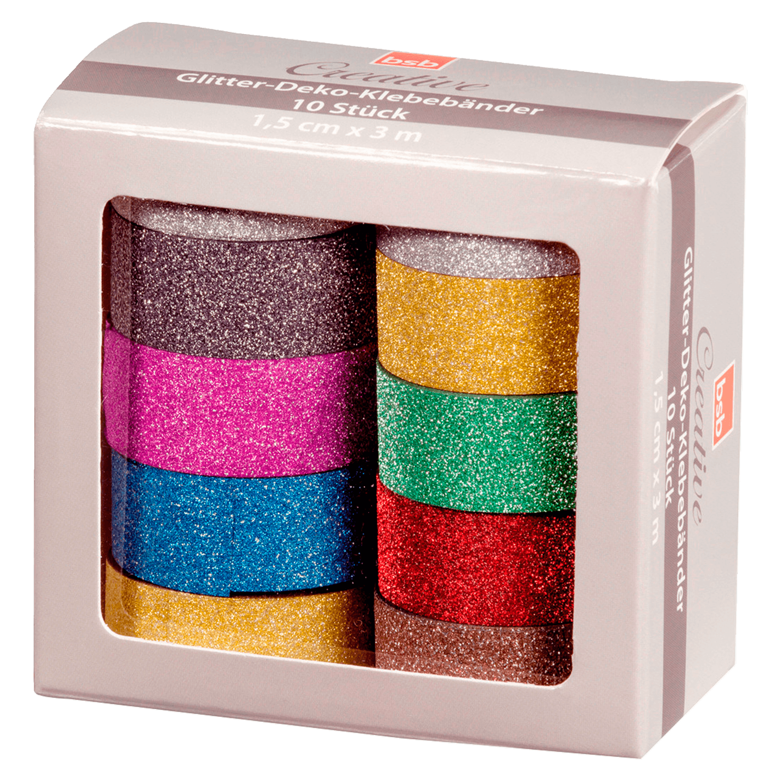 Glitter Deko Klebebänder 1,5cm x 3m 10 Stück