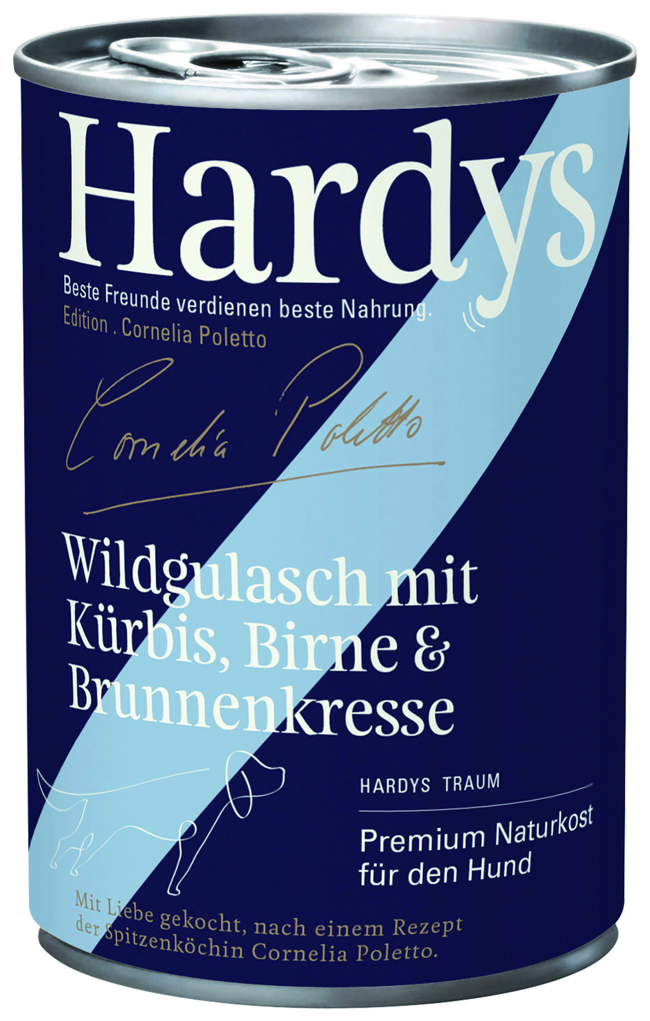 HARDYS Hundenassfutter HARDYS Edition Cornelia Poletto 6x400 g Wildgulasch mit Kürbis, Birne & Brunnenkresse