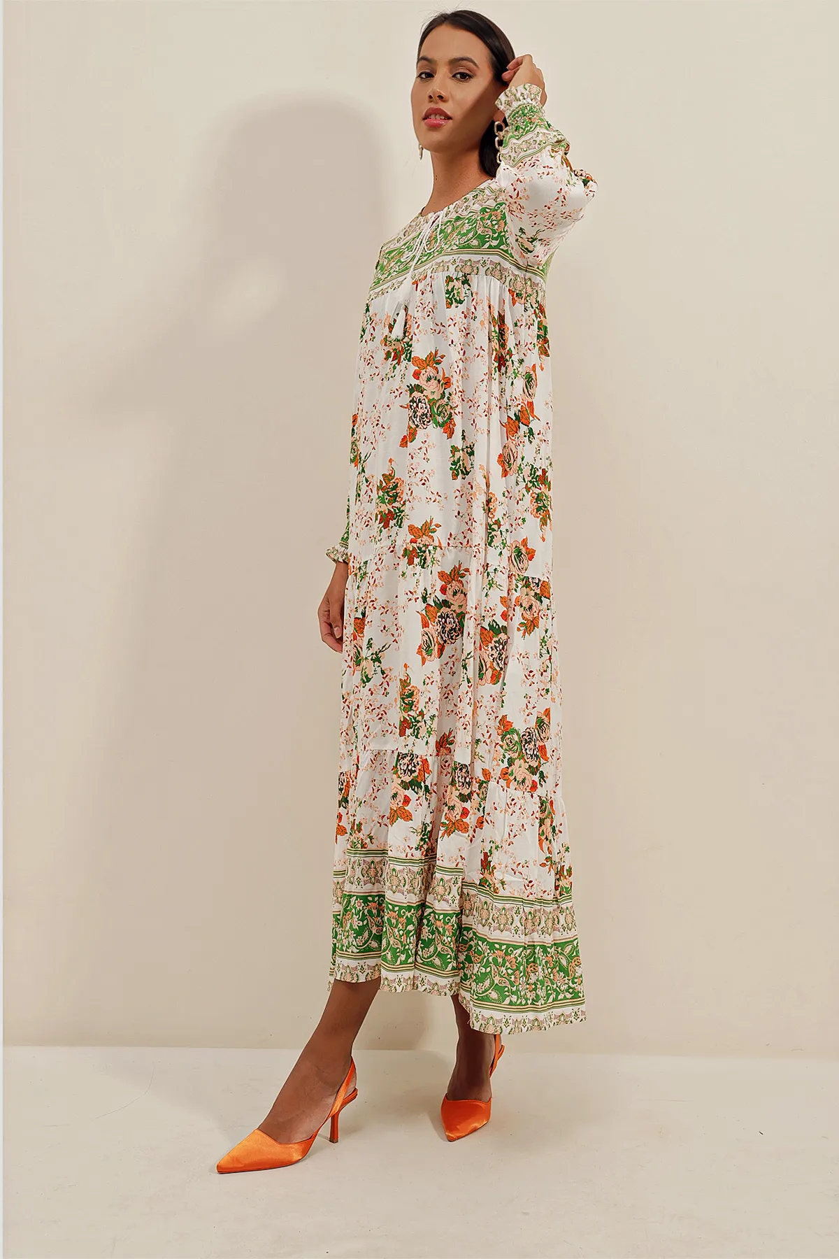 Bigdart  1947 Gemustertes langes Kleid – Grün