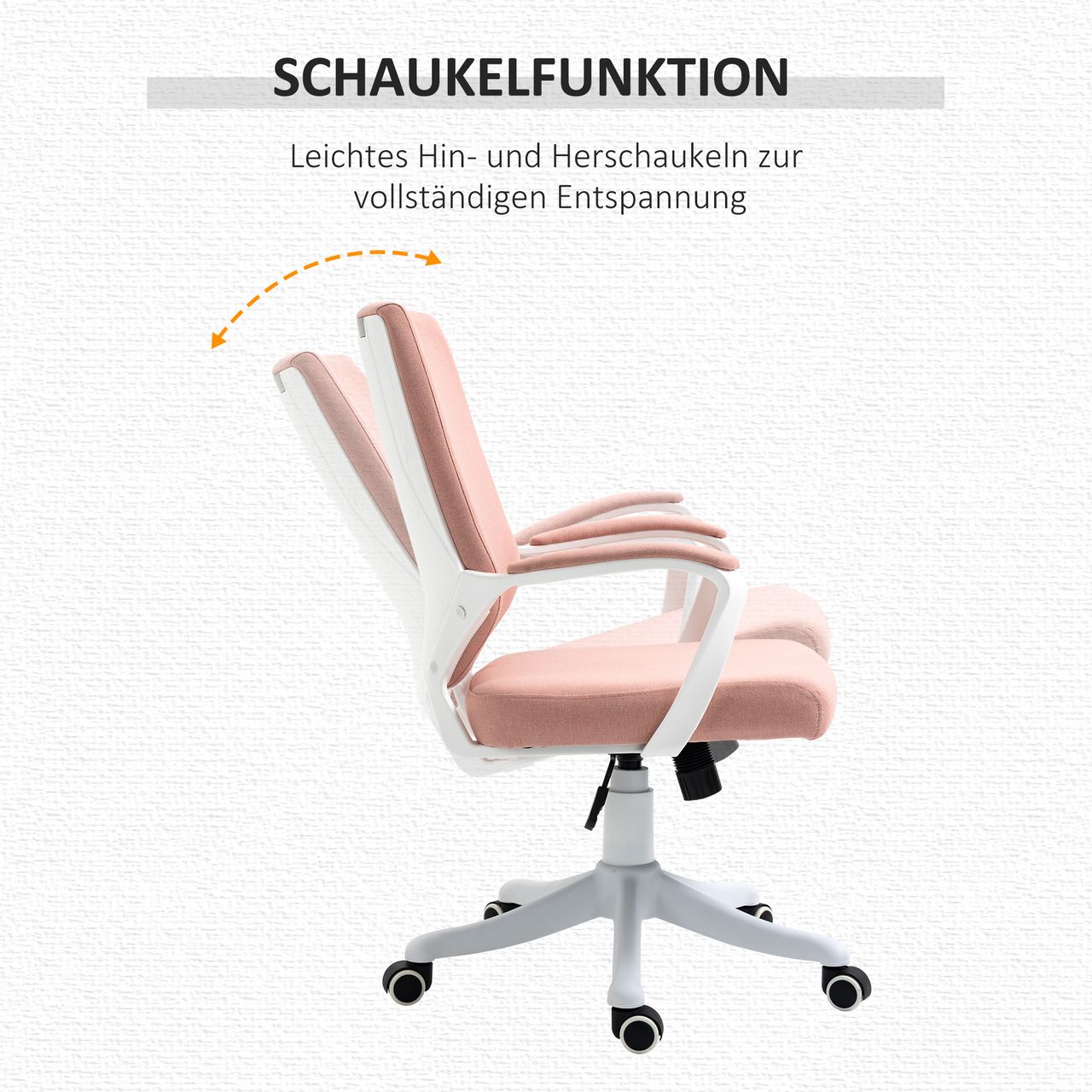 Vinsetto Bürostuhl Schreibtischstuhl Home-Office-Stuhl Rosa Weiß 62x69x92-102 cm