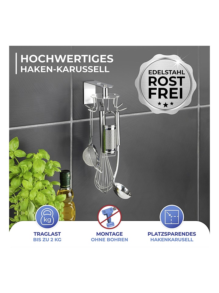Wenko Hakenleiste in Silber - (B)8,5 x (H)7 x (T)12,5 cm günstig kaufen onesize