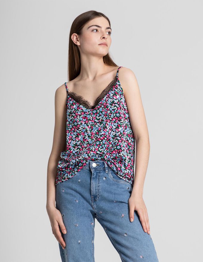 Damen Top - Spitzenbesatz
