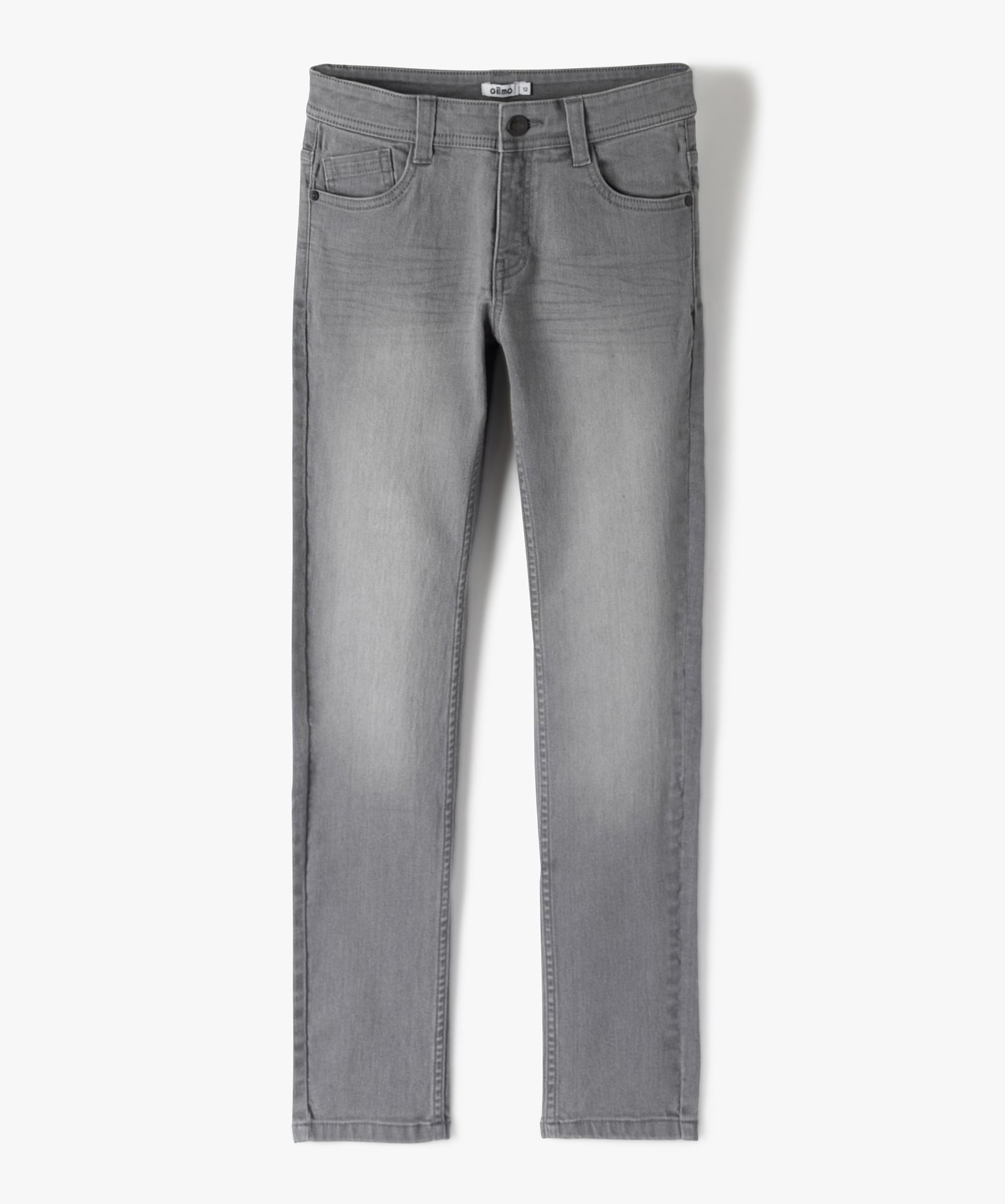 Jean Garçon coupe slim avec plis sur les hanches grey | GEMO
