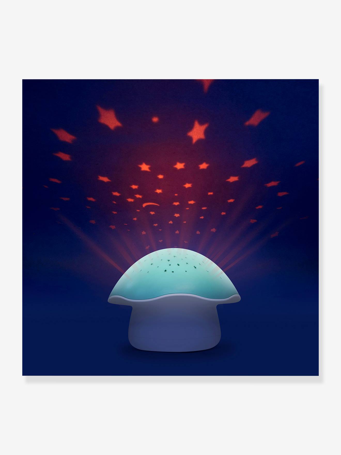 Veilleuse musicale et projecteur d’étoiles PABOBO Champignon bleu