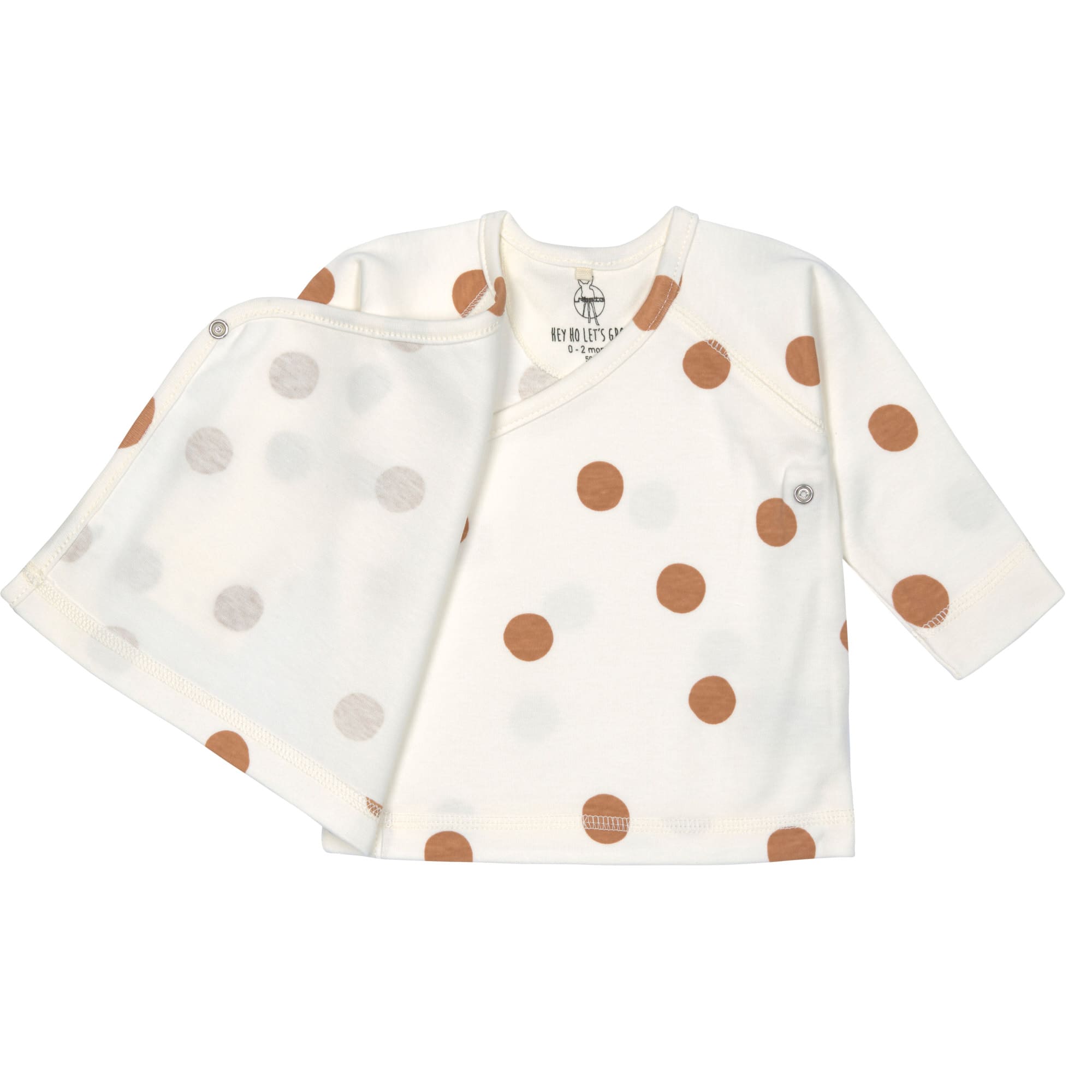 Baby Wickelshirt - Bio Baumwolle, Big Dots, Beige