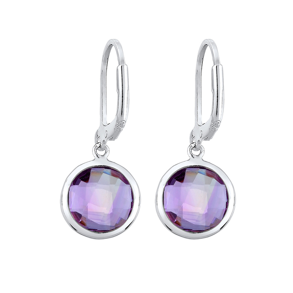 Elli Elli Boucles d'Oreilles Edelsteine Oval Amethyst 925 Silber Boucles d'oreilles