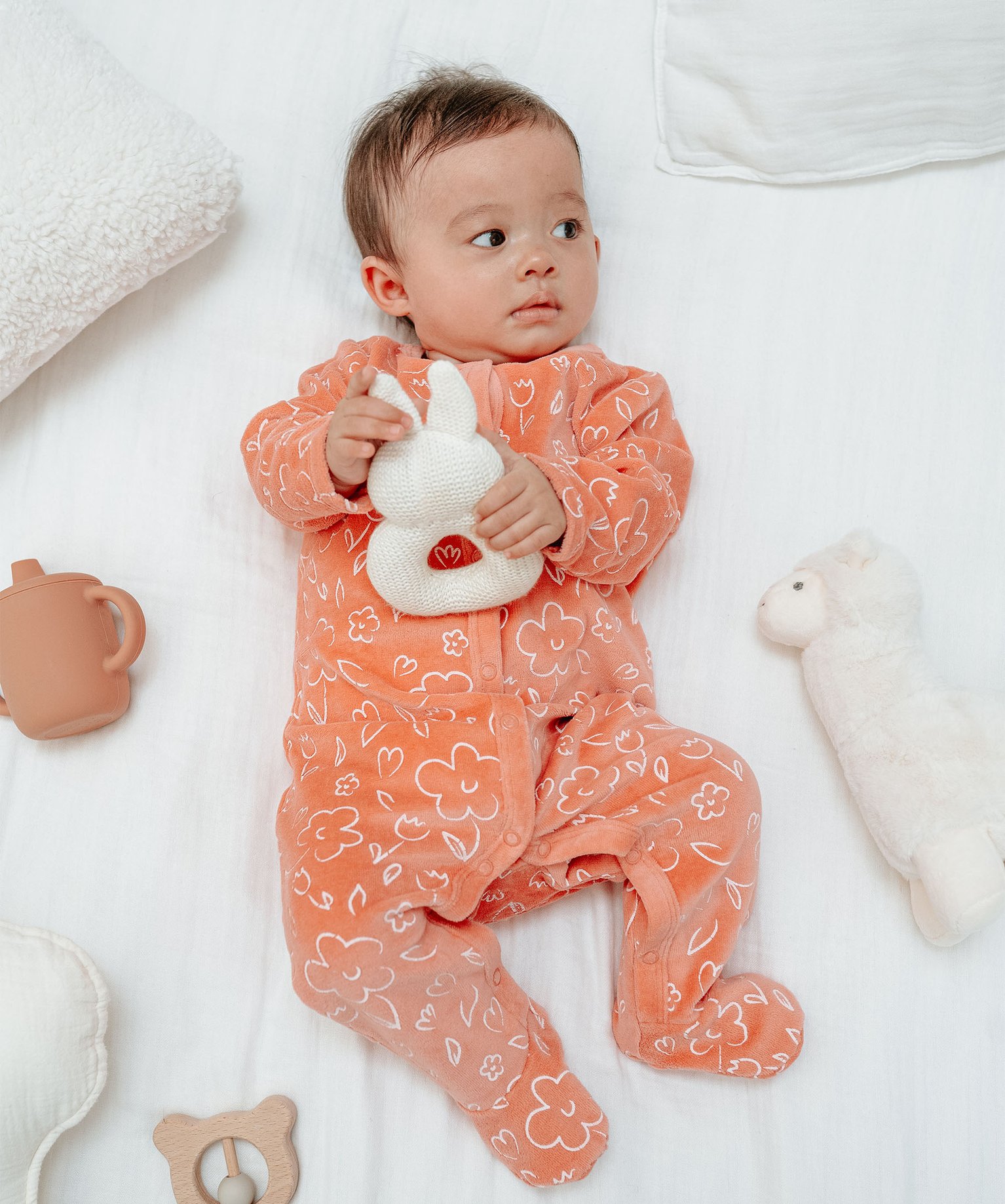 Pyjama bébé fille à motifs renards et petites fleurs multicolore | GEMO