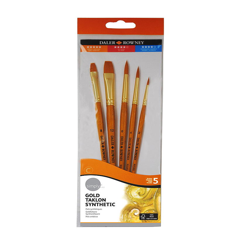 Dealer & Rowney Penselsett 5 stk flat/rund