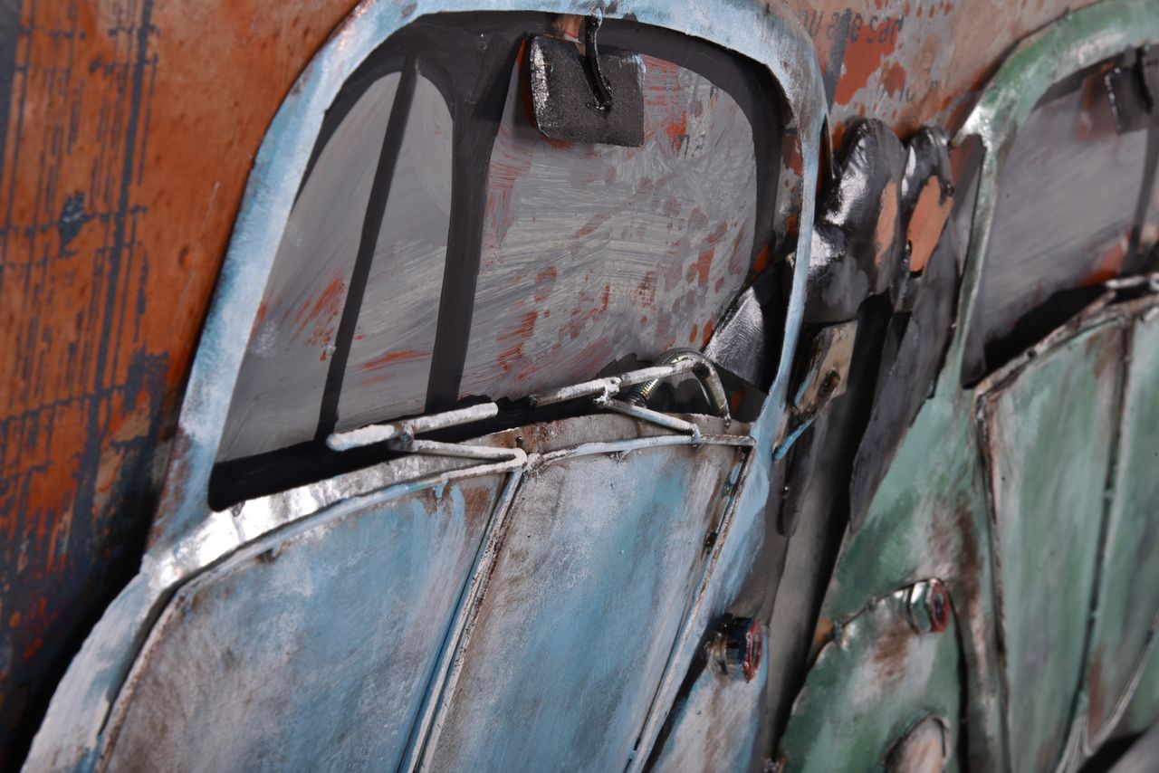 INTERIA Home&Living 3D Metallbild blaue Autos mit Pärchen