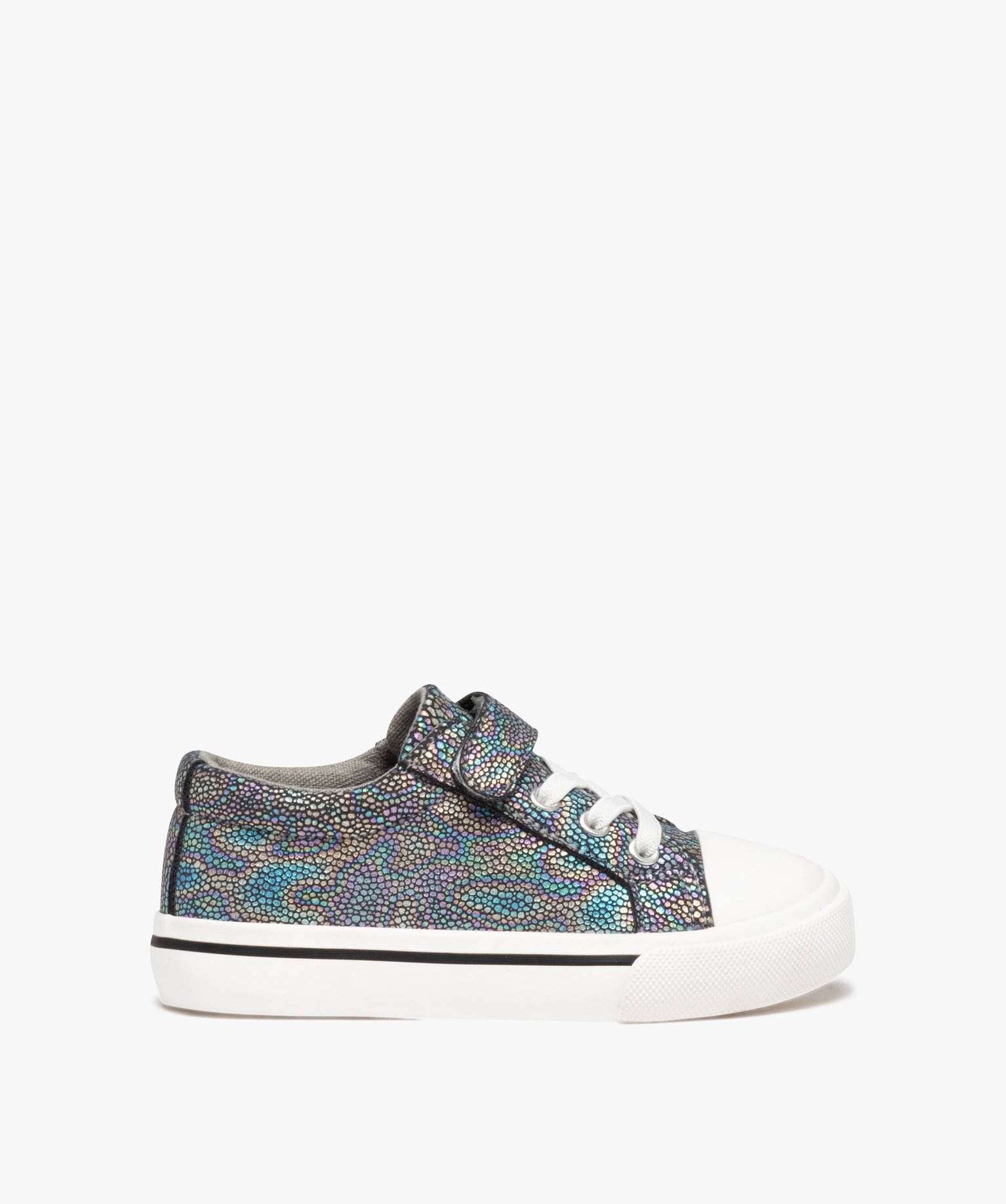 Baskets fille en toile irisée avec semelle à liseré coloré multicolore | GEMO