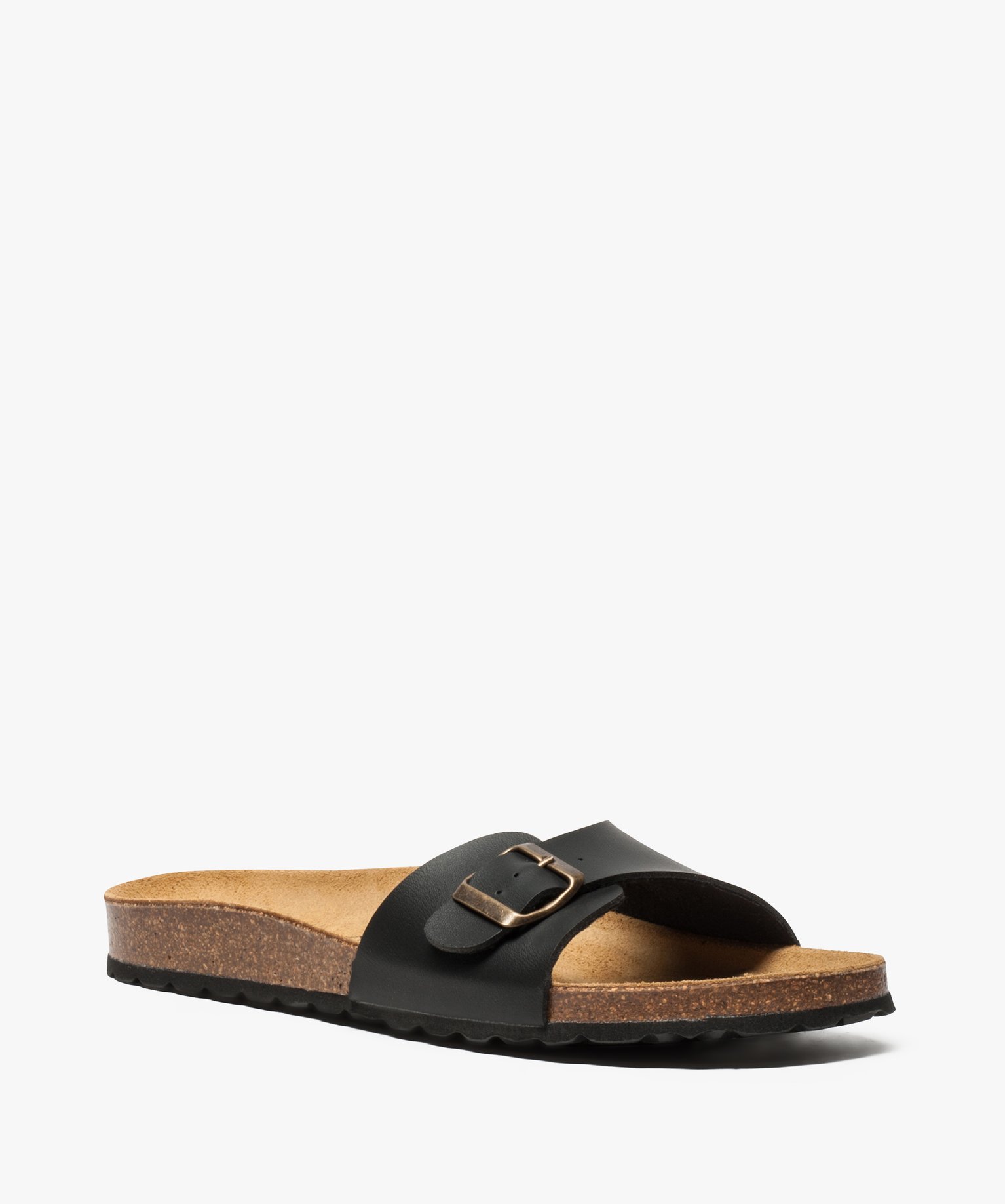 Sandales homme avec large bride à boucle noir | GEMO