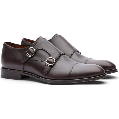 Lottusse Mokka -Kalb Wildledermönchschuhe