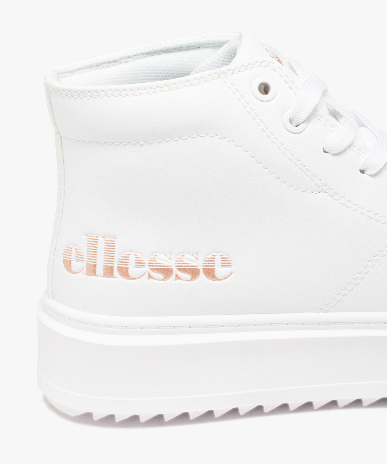 Baskets femme mid-cut unies à semelle épaisse crantée - E... blanc | GEMO