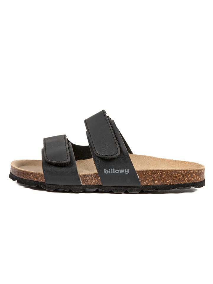 billowy Leder-Pantoletten in Schwarz günstig kaufen