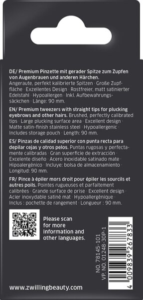 ZWILLING Beauty Premium Pinzette, gerade - silver Pinzette