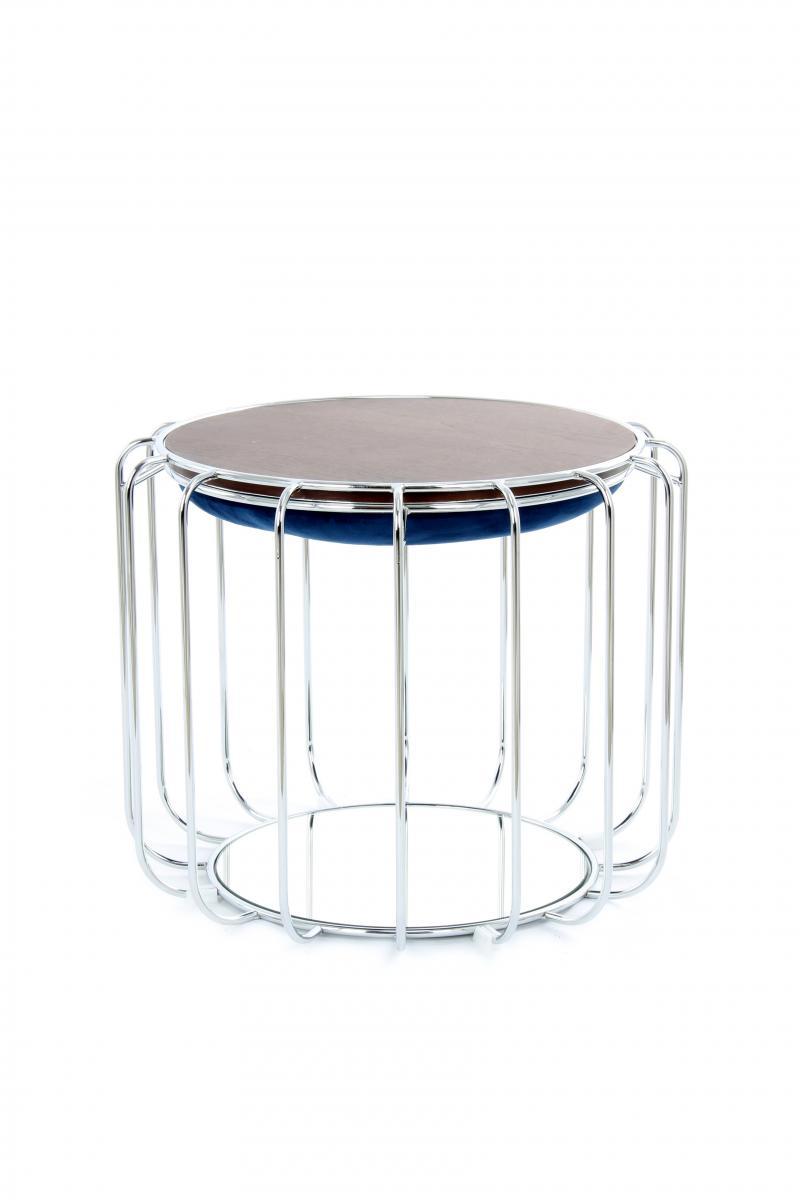 Kayoom Beistelltisch / Pouf Comfortable 110 Dunkelblau / Silber