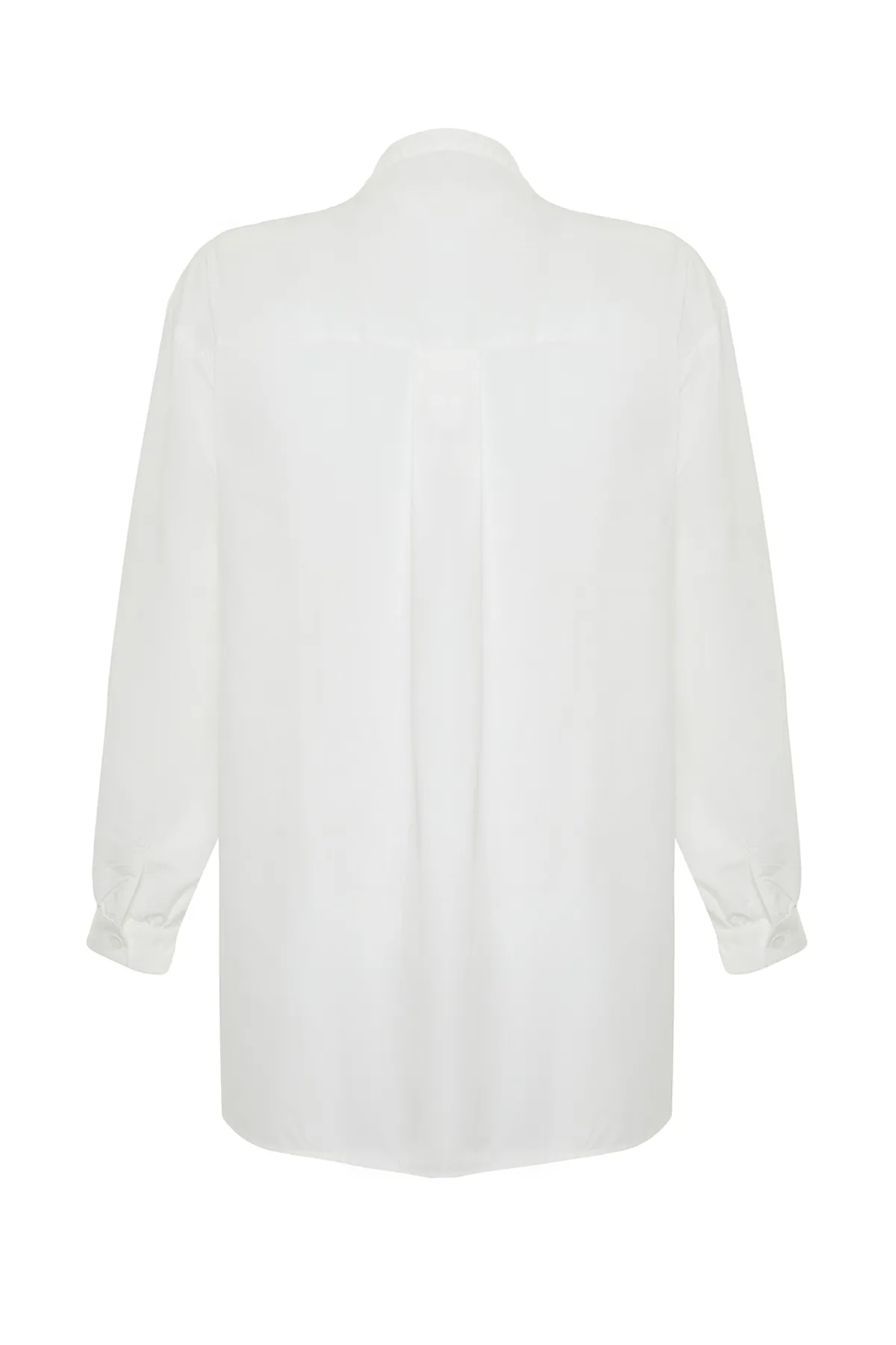 Trendyol Modest  Cremefarbenes gewebtes Baumwollhemd TCTSS23TG00030
