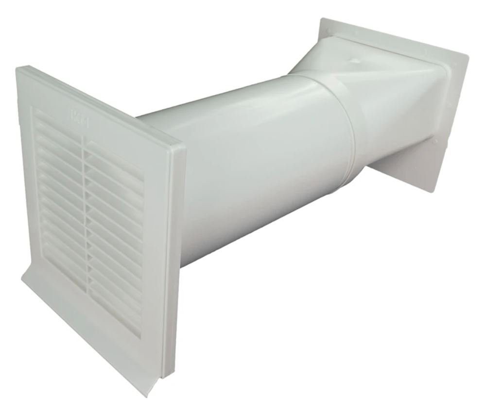 IKM Abluft-Set Abluft Mauerkasten 150 mm mit Rückstauklappe und 2m Flachkanal
