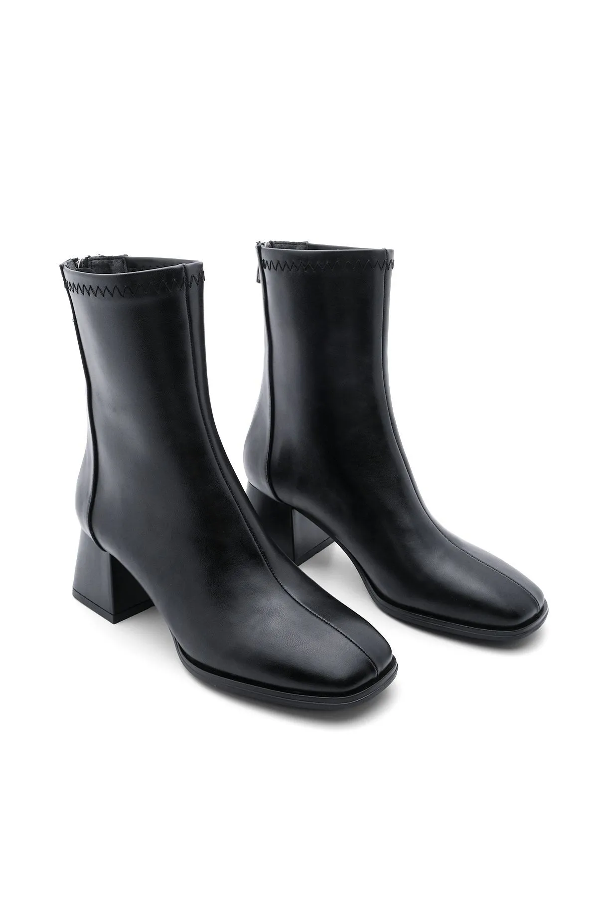 Marjin  Damenstiefel mit Absatz Blunt Toe Back Zipper Nayis schwarz