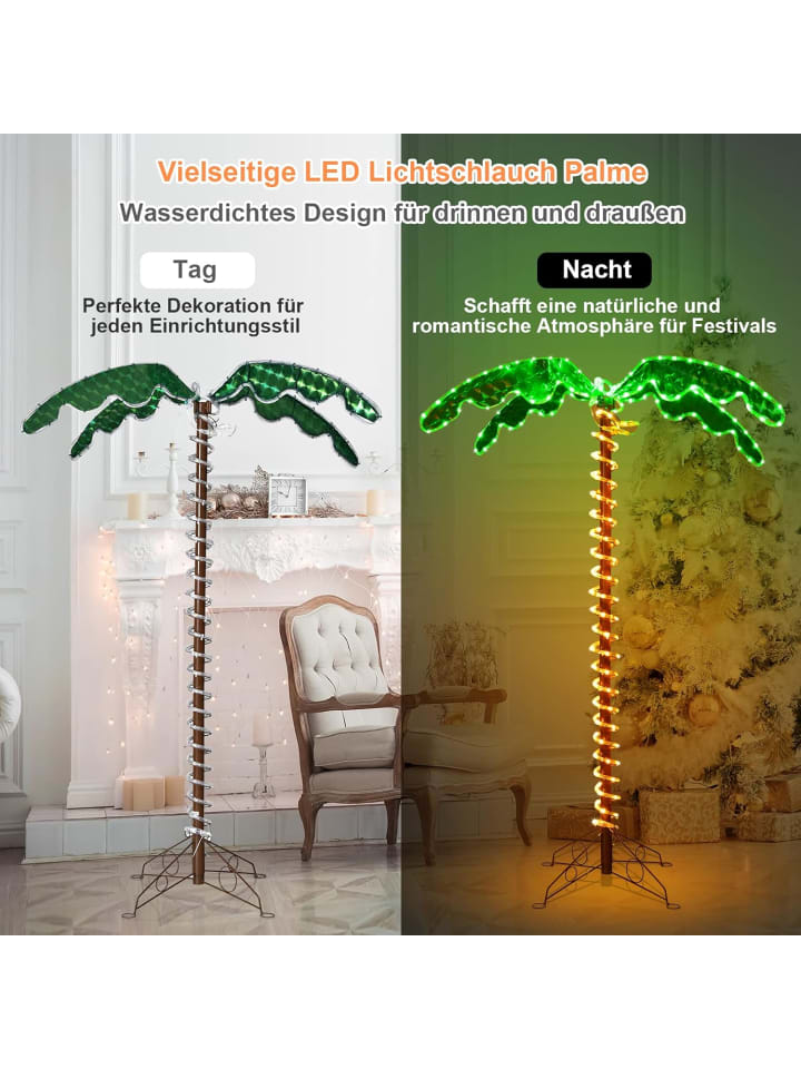 COSTWAY 154cm künstliche beleuchtete Palme in Grün günstig kaufen 80 cm