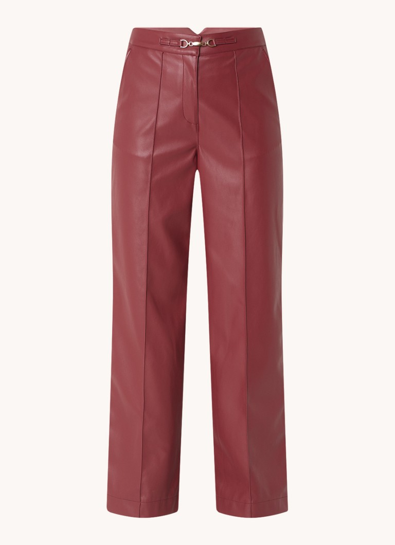 Aaiko  Sonja high waist wide fit pantalon van imitatieleer