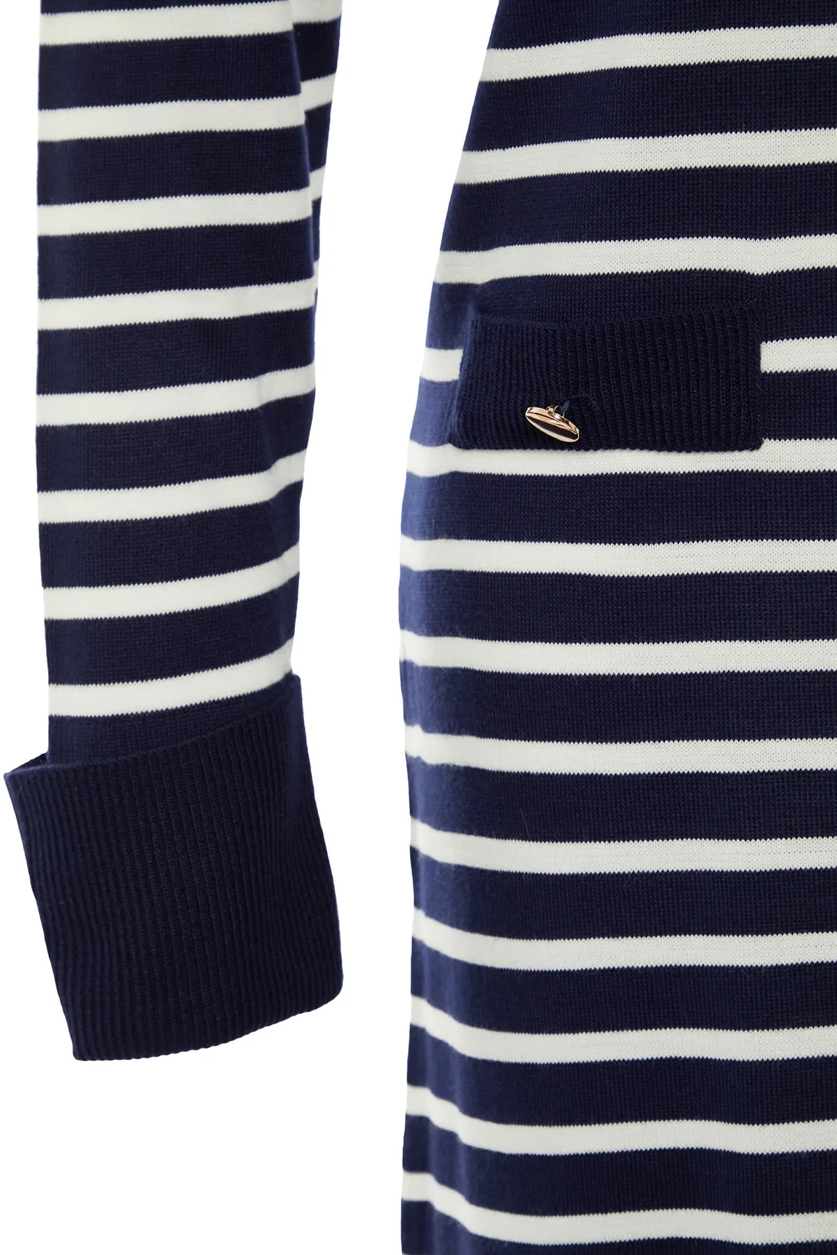 Trendyol Modest  Marineblaues gestreiftes Strickkleid mit Rundhalsausschnitt TCTAW23EB00012