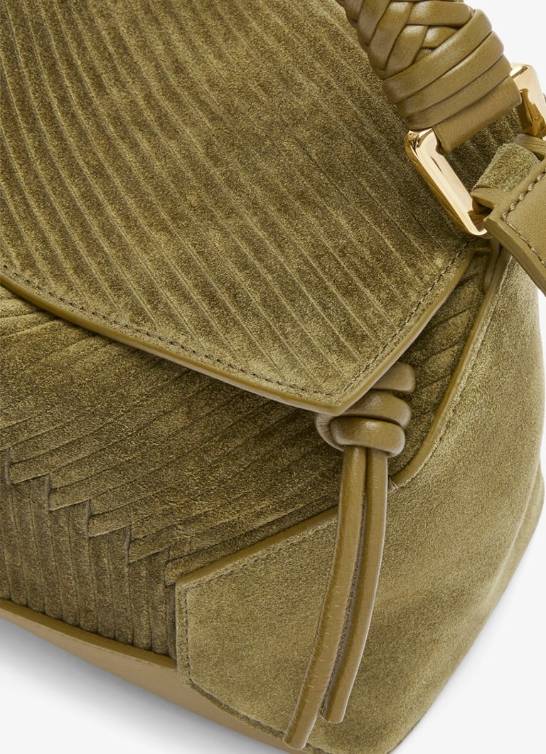Geantă mică din piele întoarsă cu piese de puzzle și ornamente cu diamante de la LOEWE