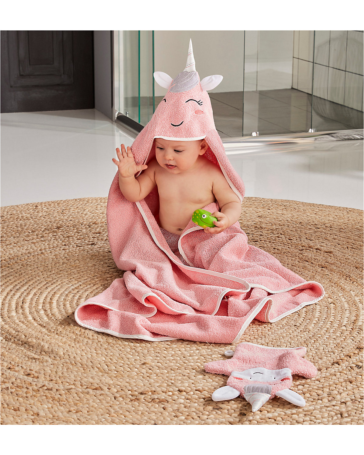 Kinder-Kapuzenbadetuch Frottier Einhorn