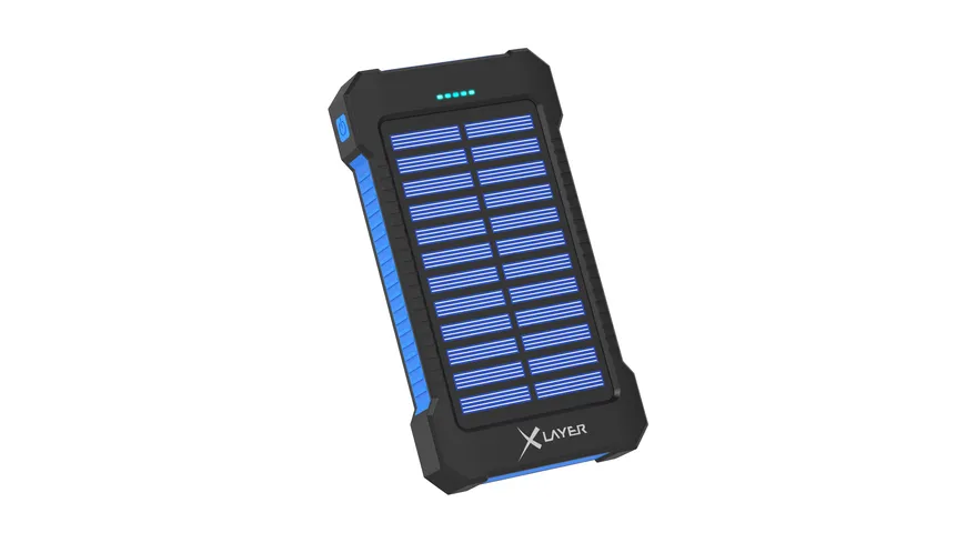 Xlayer Zusatzakku Powerbank PLUS Solar Black/Blue 8.000mAh