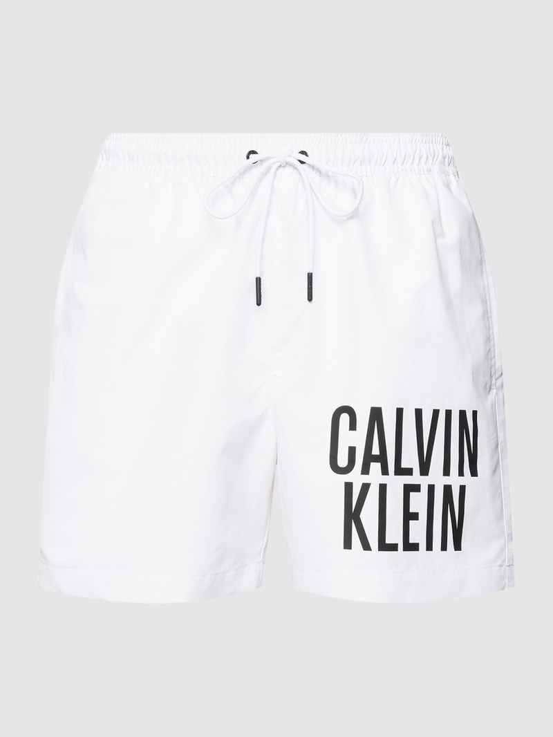 Badehose mit Label-Print in weiß