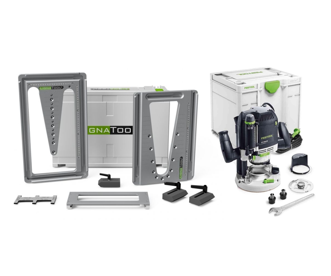 Lignatool LT080STOF2200 Почетни пакет шаблона за глодање ластиног репа + Festool OF2200EB-Plus глодалица