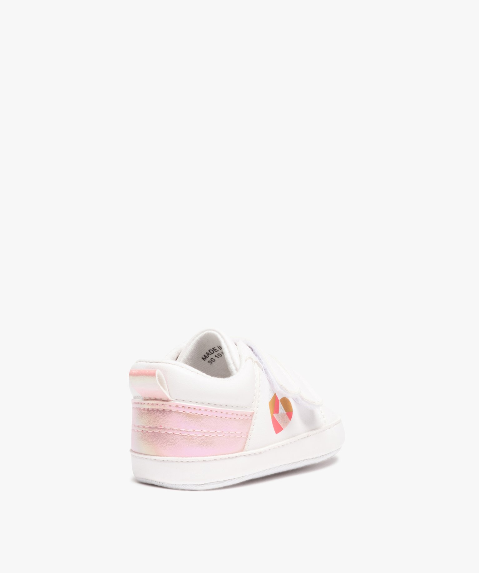 Baskets naissance bébé fille à scratch avec détails scin... blanc | GEMO
